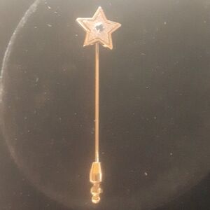 Star Gold Tone Pin with Silver Accent and Blue Rhinestone